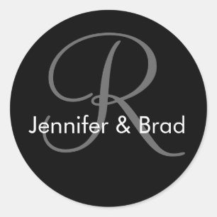 Wedding Bride Groom Names Monogram R Sticker