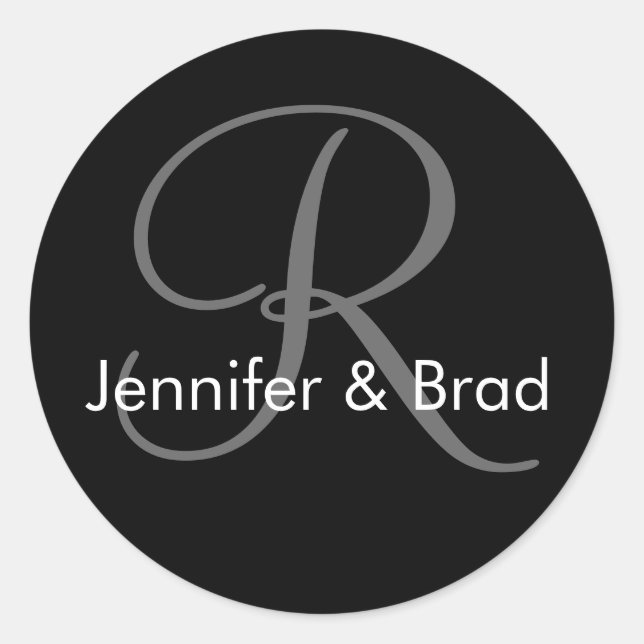 Wedding Bride Groom Names Monogram Sticker (Front)
