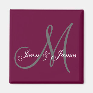 Wedding Bride Groom Names Monogram Wine Magnet