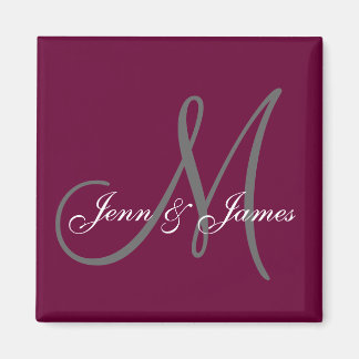 Wedding Bride Groom Names Monogram Wine Magnet
