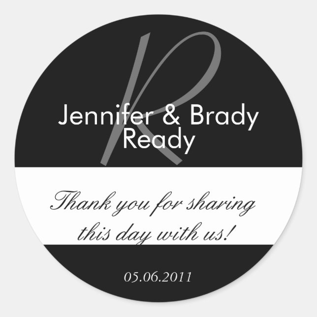 Wedding Bride & Groom Thank You Favour Sticker (Front)