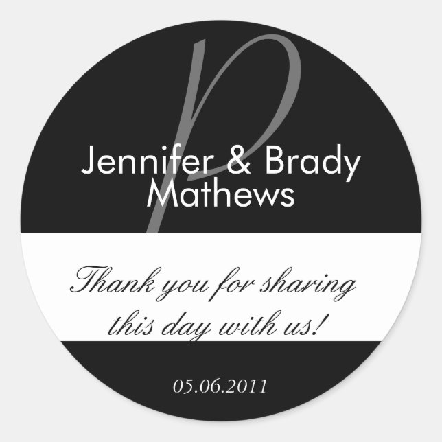 Wedding Bride & Groom Thank You Favour Sticker (Front)