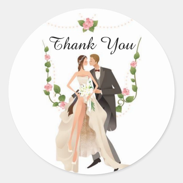 Wedding Bride & Groom Thank You Stickers (Front)