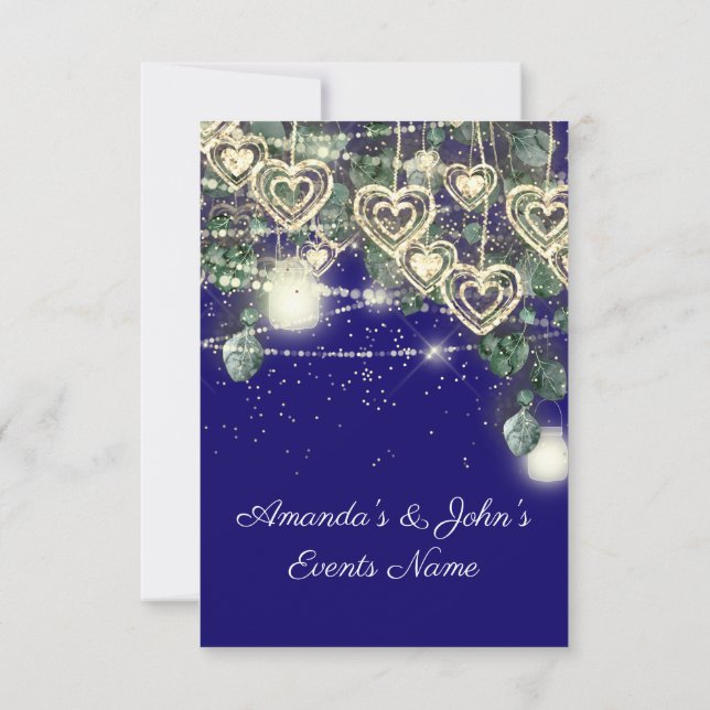 Wedding Bride Rustic Wood Gold Royal Blue Invitation (Back)