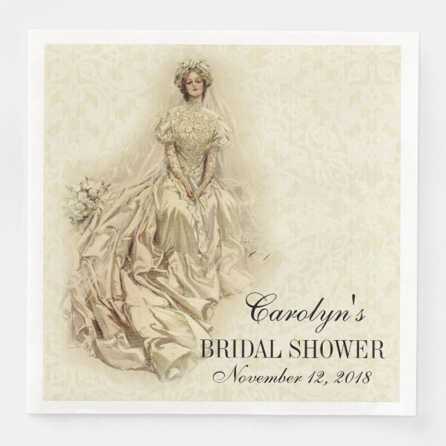 Wedding Bride Shower Vintage Traditional Lace Napkin (Front)