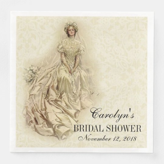 Wedding Bride Shower Vintage Traditional Lace Paper Dinner Napkin