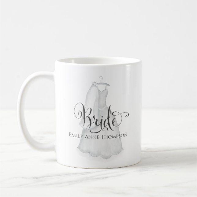 Wedding Bride Vintage Dress Personalized Custom Coffee Mug (Left)