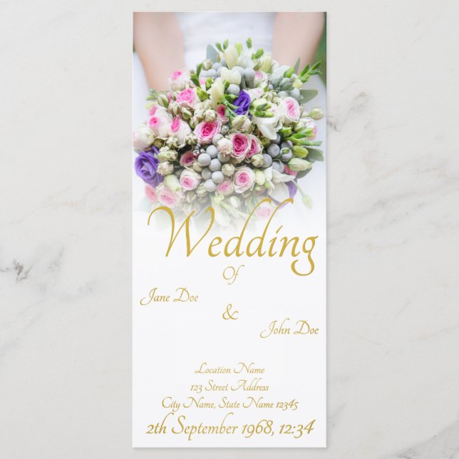 Wedding - bride with colourful wedding bouquet program (Front)