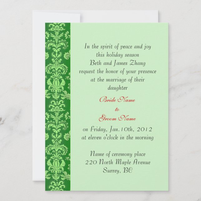 wedding, bride's parents invitation. invitation (Front)