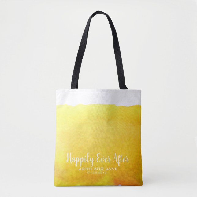Wedding bridesmaid gift beach wedding yellow sand tote bag (Front)
