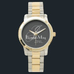 Wedding Bridesmaid Gift Elegant Monogram Chic Cool Watch<br><div class="desc">Wedding Party Gifts Bridesmaid Gift Elegant Monogram Chic Cool Watch. Stylish Bridesmaid gift with elegant monogram initial name and date printed on the dial. Click personalize this template to customize it with your monogram initial, the first name and marriage date quickly and easily. Wedding Bridesmaid Gift Elegant Monogram Chic Cool...</div>