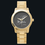 Wedding Bridesmaid Gift Modern Monogram Name Chic  Watch<br><div class="desc">Wedding Party Gifts Bridesmaid Wedding Gift Modern Monogram And Bridesmaids Name Chic Watch. Add that extra special touch with a monogrammed gift, especially for your Bridesmaid. Click personalize this template to customize it with the Bridesmaids monogram last name initia, the first name, and the marriage date quickly and easily. Wedding...</div>