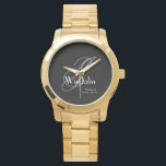 Wedding Bridesmaid Gift Modern Monogram Name Chic  Watch<br><div class="desc">Wedding Party Gifts Bridesmaid Wedding Gift Modern Monogram And Bridesmaids Name Chic Watch. Add that extra special touch with a monogrammed gift, especially for your Bridesmaid. Click personalize this template to customize it with the Bridesmaids monogram last name initia, the first name, and the marriage date quickly and easily. Wedding...</div>