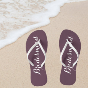 Wedding Bridesmaid Trendy Eggplant Flip Flops
