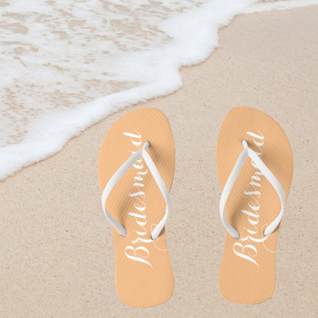 Wedding Bridesmaid Trendy Peach Flip Flops (In Situ Beach)