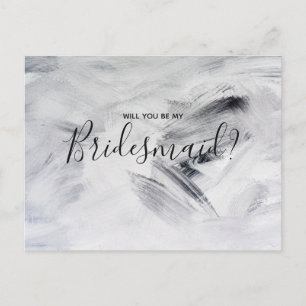 Wedding Bridesmaid White artwork paintstrokes Invitation Postcard