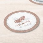 Wedding brown winter pine cone paper coasters