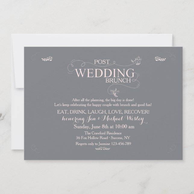 Wedding Brunch in Grey Invitation (Front)