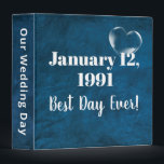 Wedding Bubble Heart on Blue Leather  Binder<br><div class="desc">Blue leather background with bubble heart for a wedding photo album.
Heart can be deleted.
All text is editable.</div>