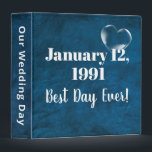 Wedding Bubble Heart on Blue Leather  Binder<br><div class="desc">Blue leather background with bubble heart for a wedding photo album.
Heart can be deleted.
All text is editable.</div>