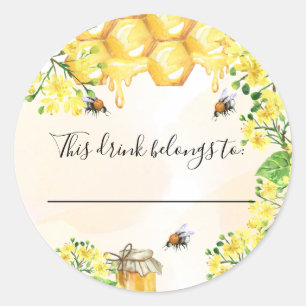 Wedding bumble bees yellow this drink belongs to classic round sticker