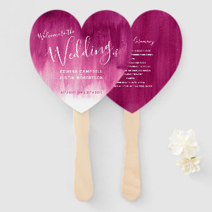 Wedding burgundy abstract modern art program fans