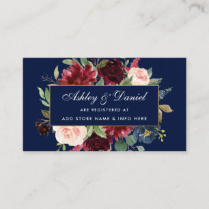 Wedding Burgundy Blue Floral Registry Insert Card