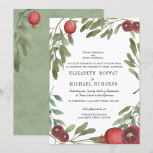Wedding Burgundy Botanical  Marble Boho Greenery Invitation