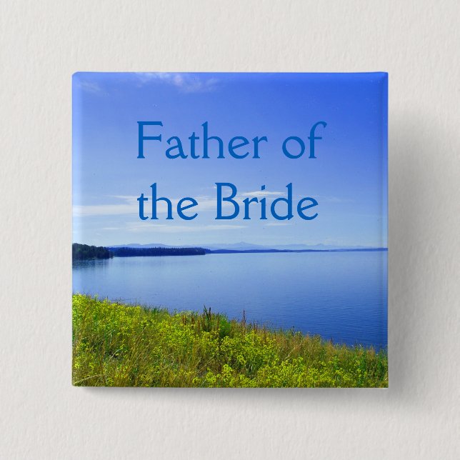 Wedding button, father of the bride or groom. 2 inch square button (Front)