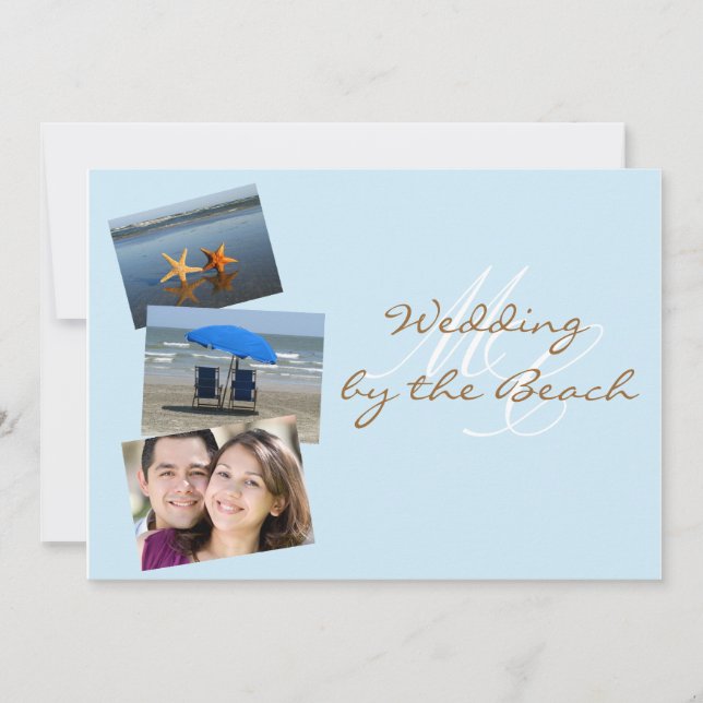 Wedding by the Beach Custom Photo Invitation (Front)