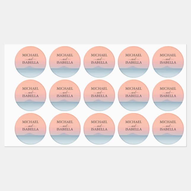 Wedding by the sea under peachy sky sunset (Sheet)