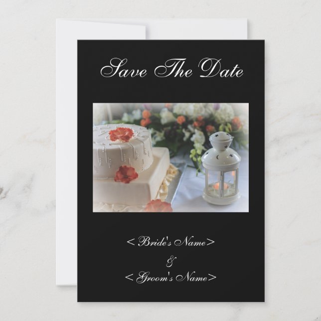 Wedding Cake and Lantern Save The Date (Front)
