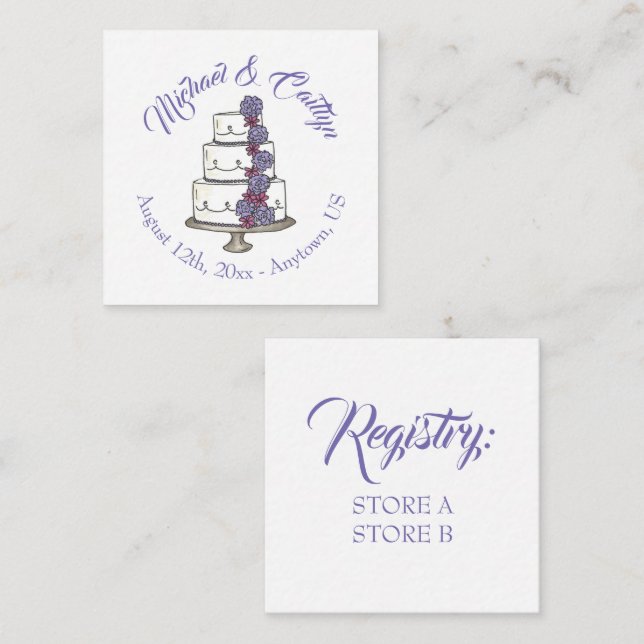 Wedding Cake Anniversary Bridal Shower Centerpiece Enclosure Card (Front/Back)