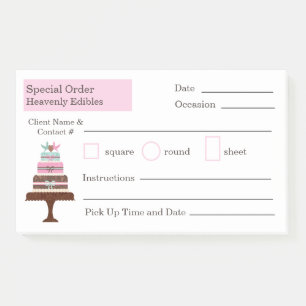 Wedding Cake Bakery Special Order Note Pad