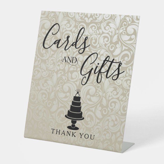 Wedding Cake Cards & Gifts Pedestal Sign (Front)