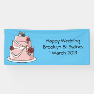 Wedding cake cartoon illustration banner