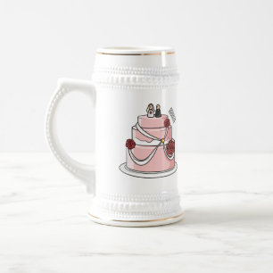 Wedding cake cartoon illustration beer stein