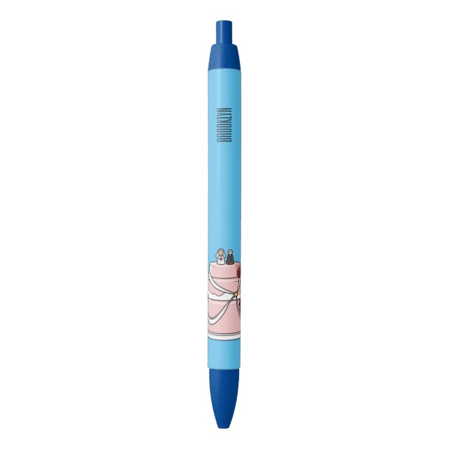 Wedding cake cartoon illustration  black ink pen (Front Vertical)