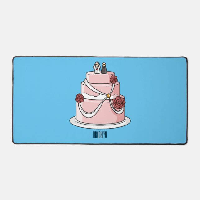 Wedding cake cartoon illustration  desk mat (Front)