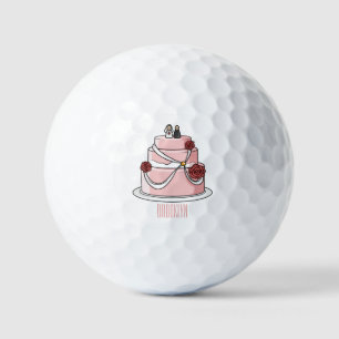 Wedding cake cartoon illustration golf balls
