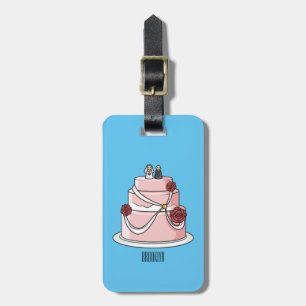 Wedding cake cartoon illustration luggage tag