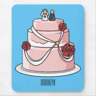 Wedding cake cartoon illustration  mouse pad
