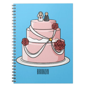 Wedding cake cartoon illustration  notebook