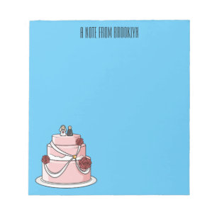 Wedding cake cartoon illustration  notepad
