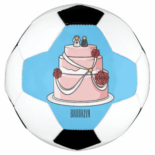 Wedding cake cartoon illustration soccer ball