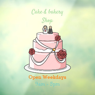 Wedding cake cartoon illustration window cling