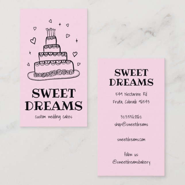 Wedding Cake Catering Bakery Custom Baker  Business Card (Front/Back)