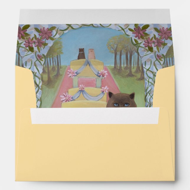 Wedding Cake Cats Yellow Envelope (Back (Bottom))