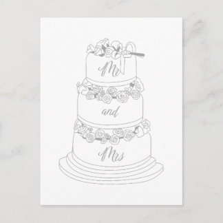 Wedding Cake Design Mr & Mrs Postcard