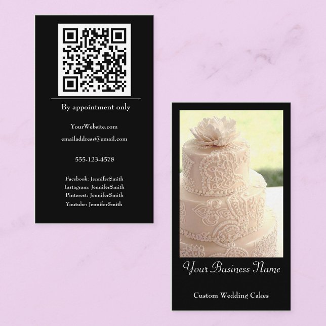 Wedding Cake Designer Chef Elegant Bakery Custom Business Card (Creator Uploaded)